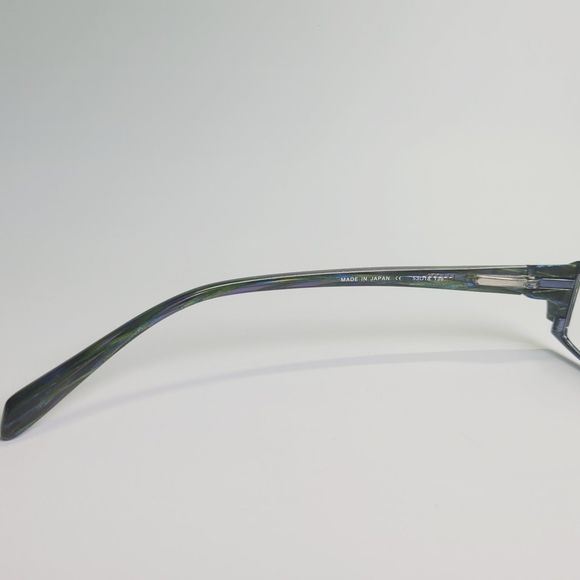 O&X NY OT-208U Titanium eyeglasses green blue stripe full frame 53-18 136 C7 - Picture 8 of 13